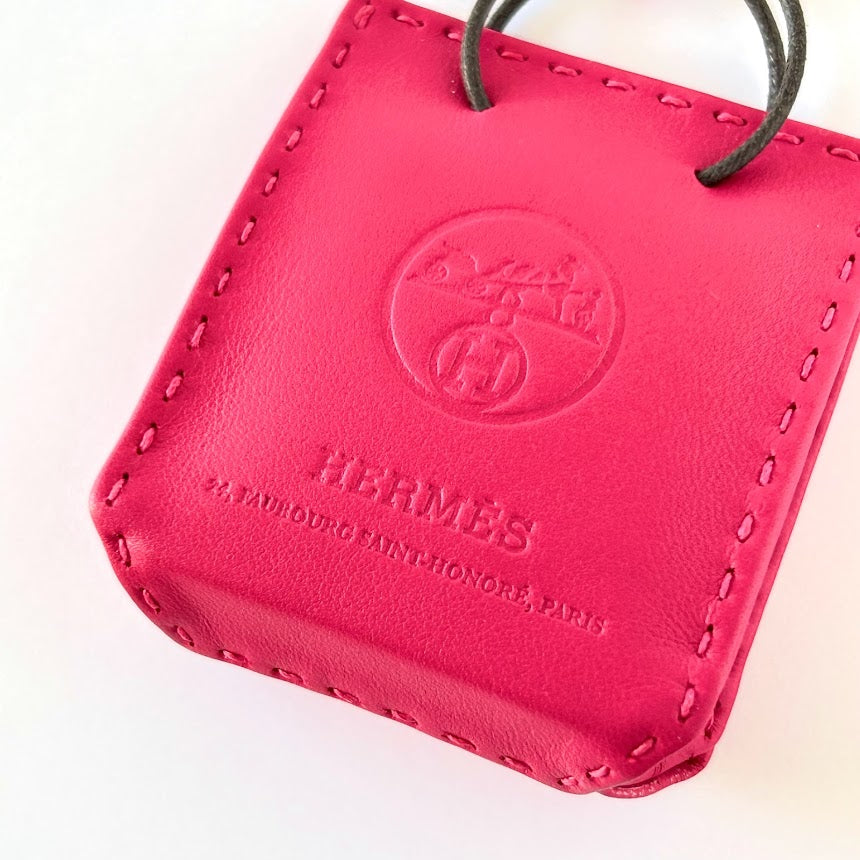 Hermes Pink Mini Shopping Bag Charm