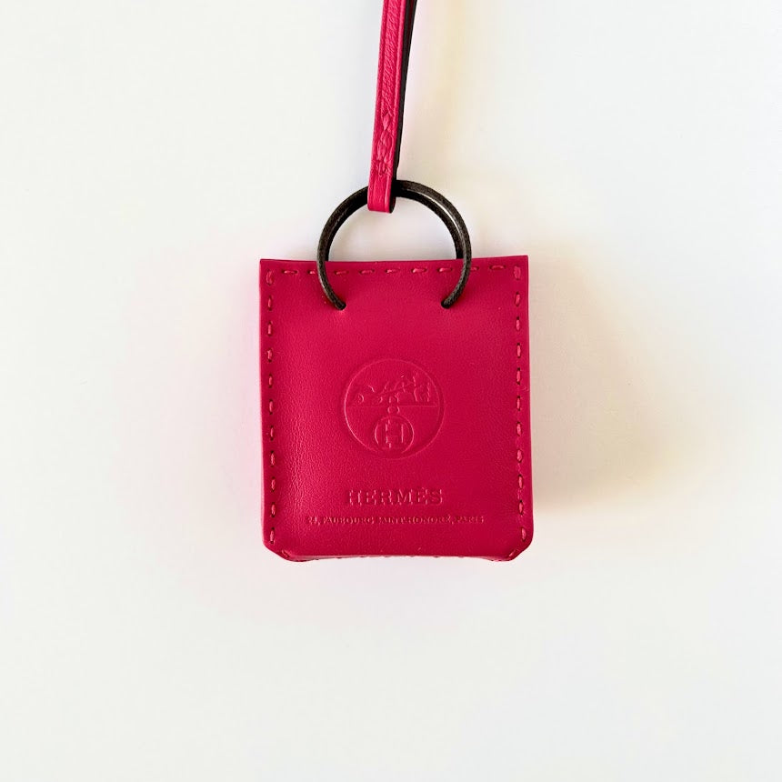 Hermes Pink Mini Shopping Bag Charm