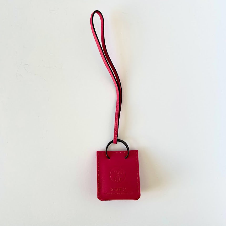 Hermes Pink Mini Shopping Bag Charm