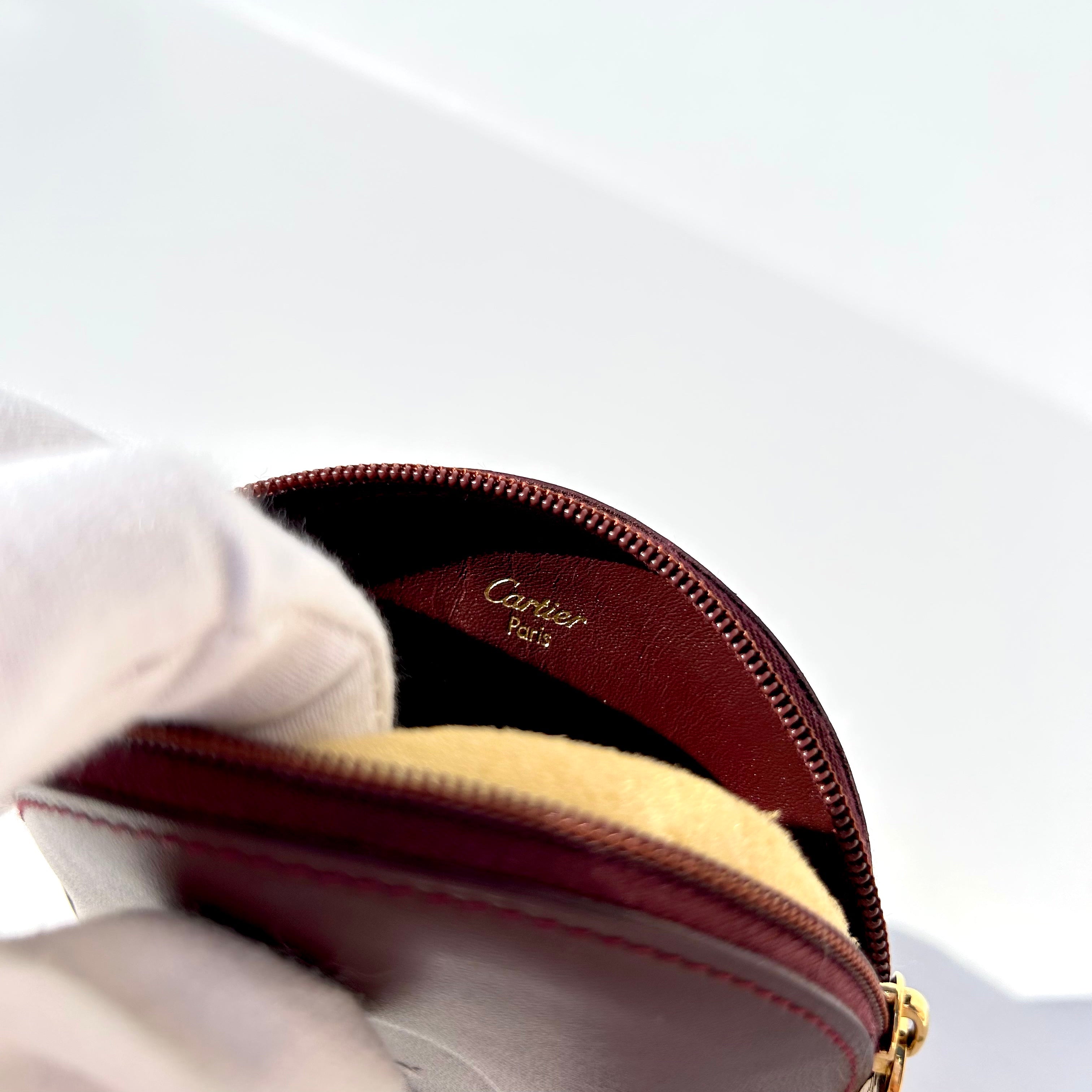 Authentic Cartier Vintage Leather Coin Case Wallet Burgundy Decor Logo Frog  Clip | eBay