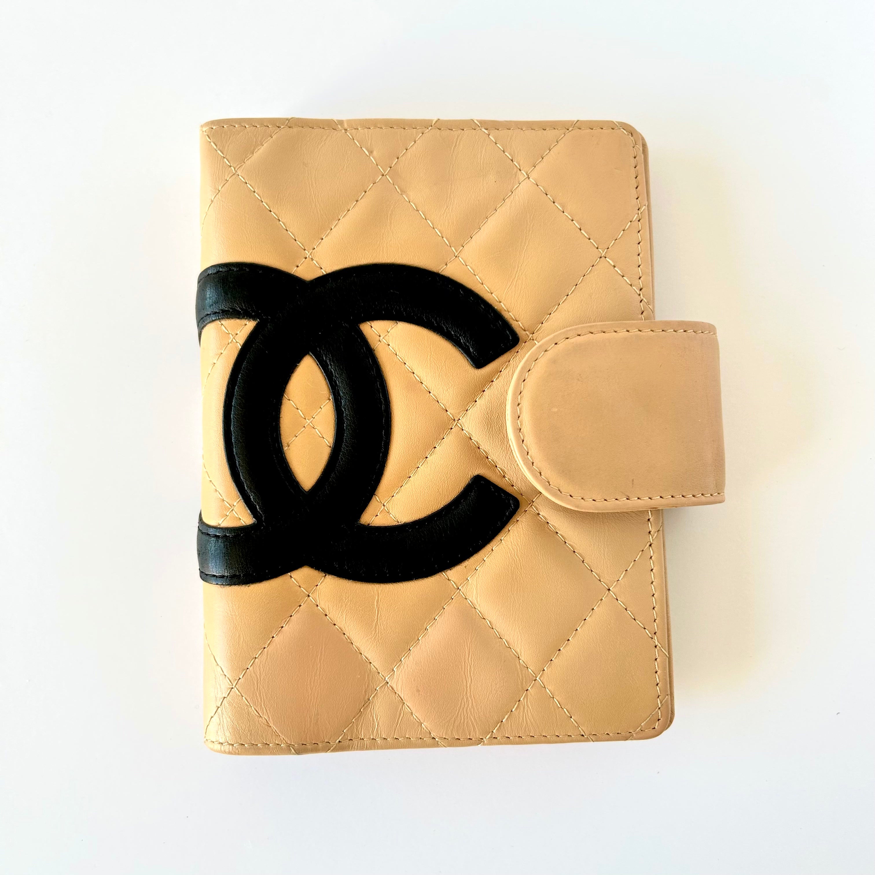 Authentic Chanel Agenda Notebook cover round zipper cambon line COC mark  Leather