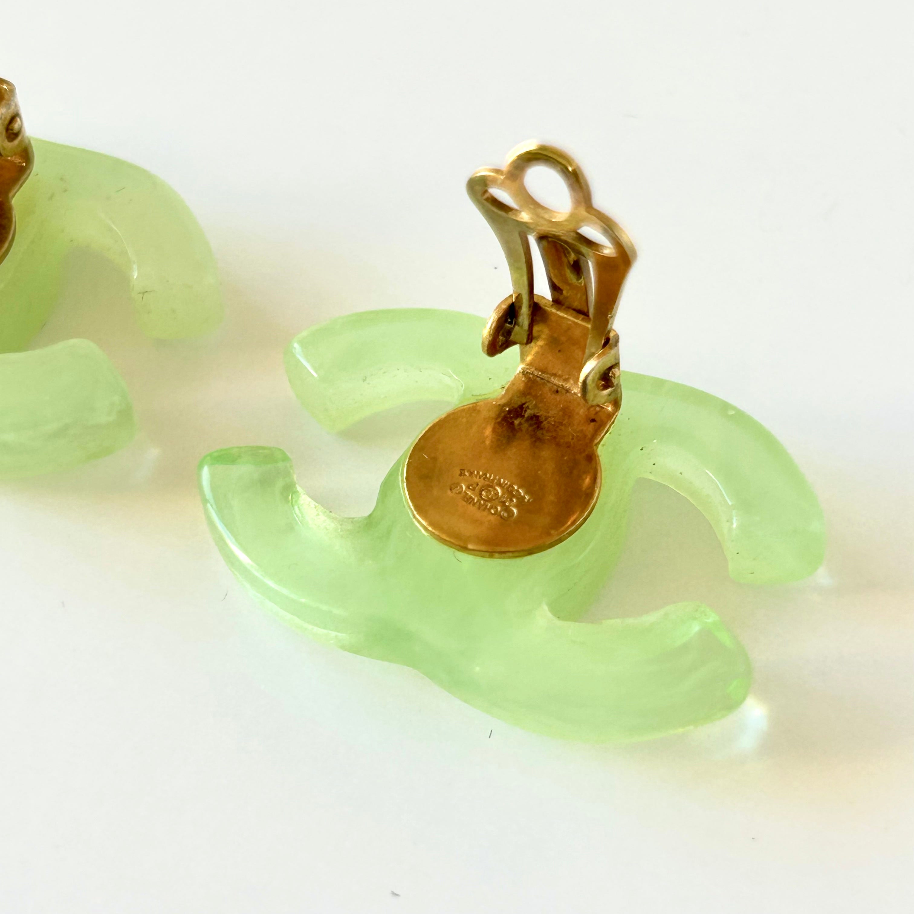 Green chanel deals earrings