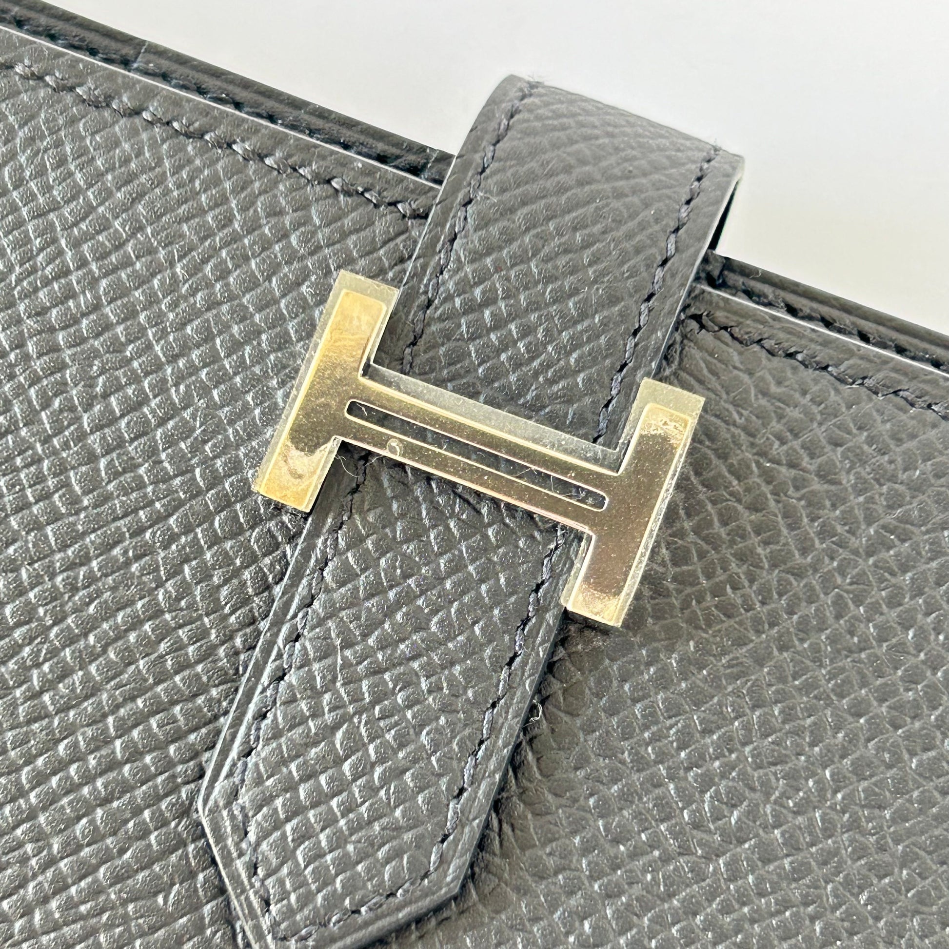 Hermes Bearn Soufflet Etain Epsom leather Rose gold hardware