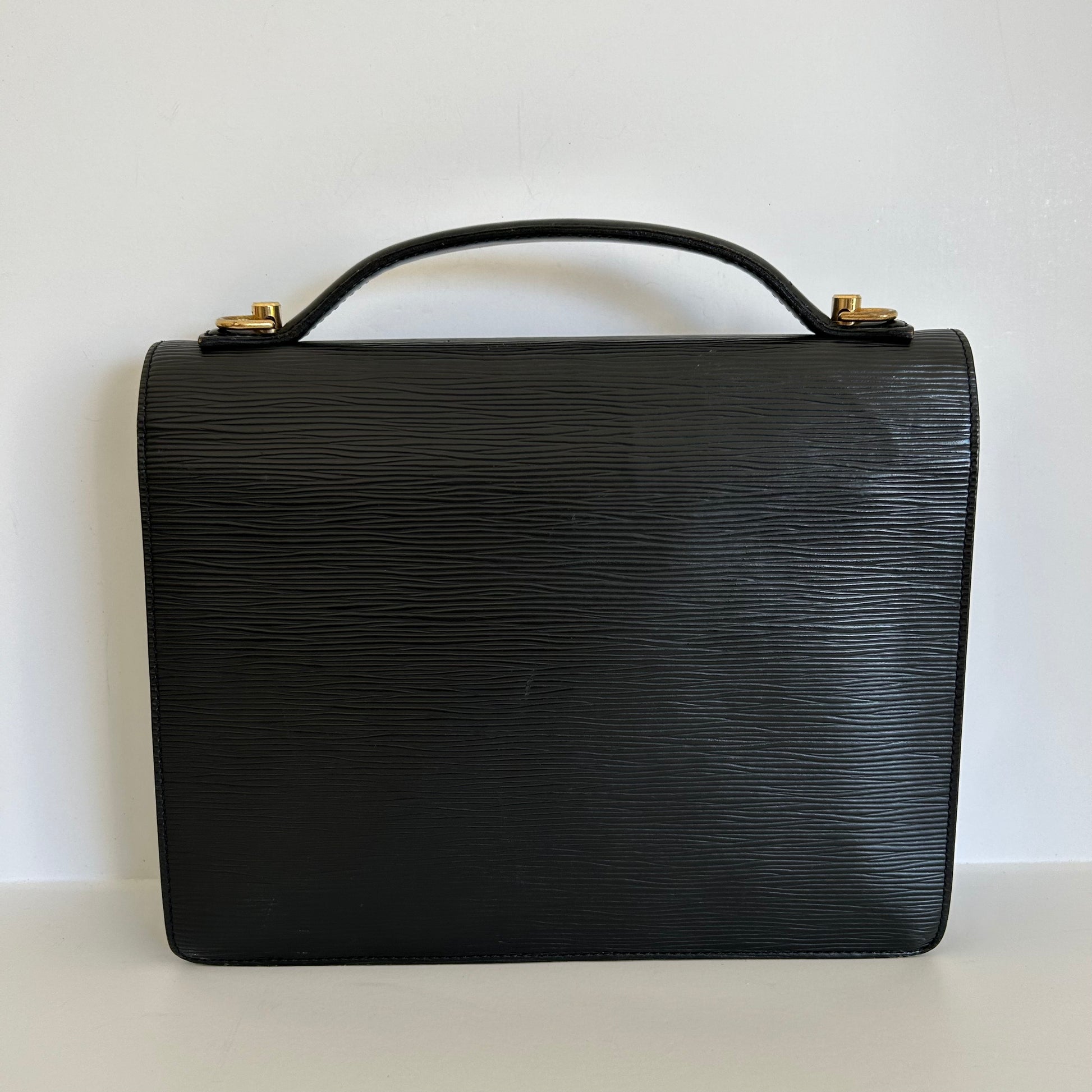 LOUIS VUITTON Epi Leather Monceau Briefcase Bag Black - Sale