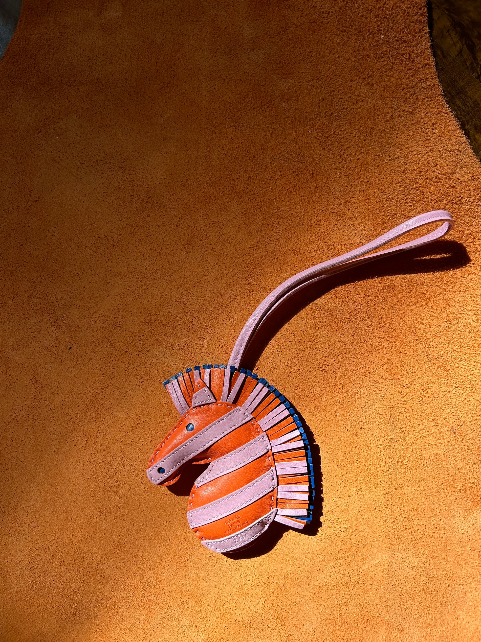 Hermes horse head DIY leather charm, orange